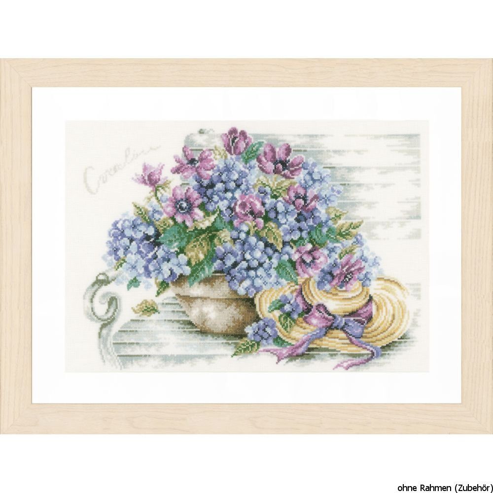 Lanarte Kreativset Lanarte Kreuzstichset "Hortensien/Bank Zählstoff", (embroidery kit by Marussia)