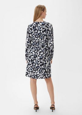 Comma Minikleid Gemustertes Midi-Kleid mit Faltenausschnitt Raffung