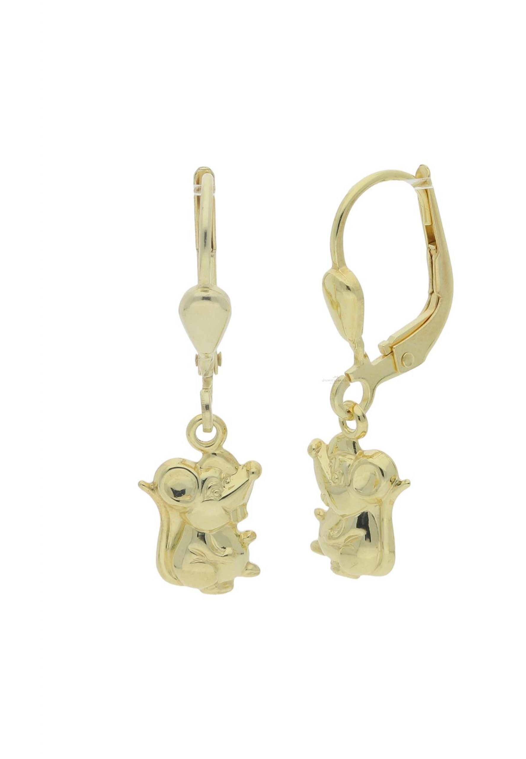 JuwelmaLux Paar Ohrhänger Ohrhänger Gold Maus Kinderohrringe 24,5 mm (2-tlg), Mädchen Ohrhänger Gold 585/000, inkl. Schmuckschachtel