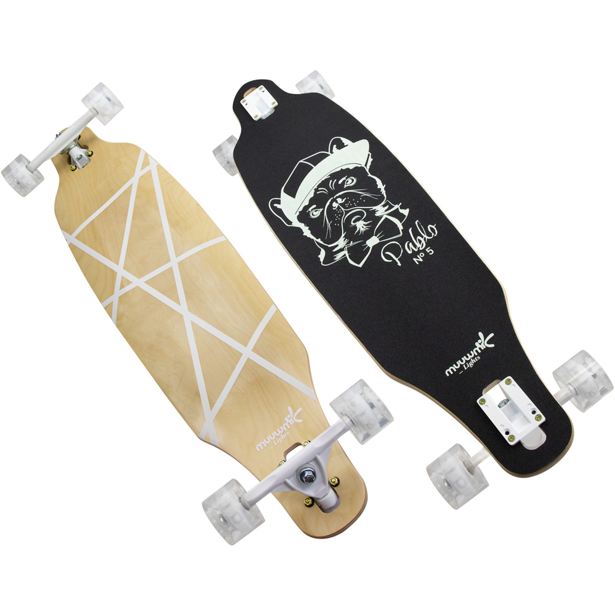 Skateboard Muuwmi Lights Longboard GLOW ABEC 7 Pablo