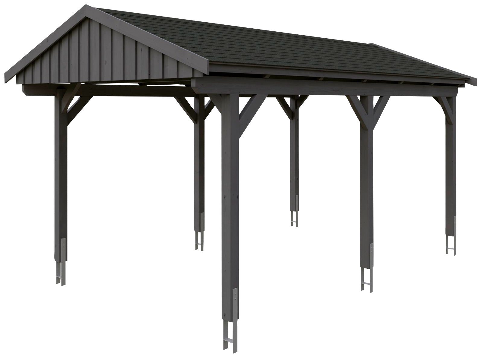 Skanholz Einzelcarport Fichtelberg, BxT: 317x566 mit cm, Einfahrtshöhe, Schindeln schwarzen 273 cm