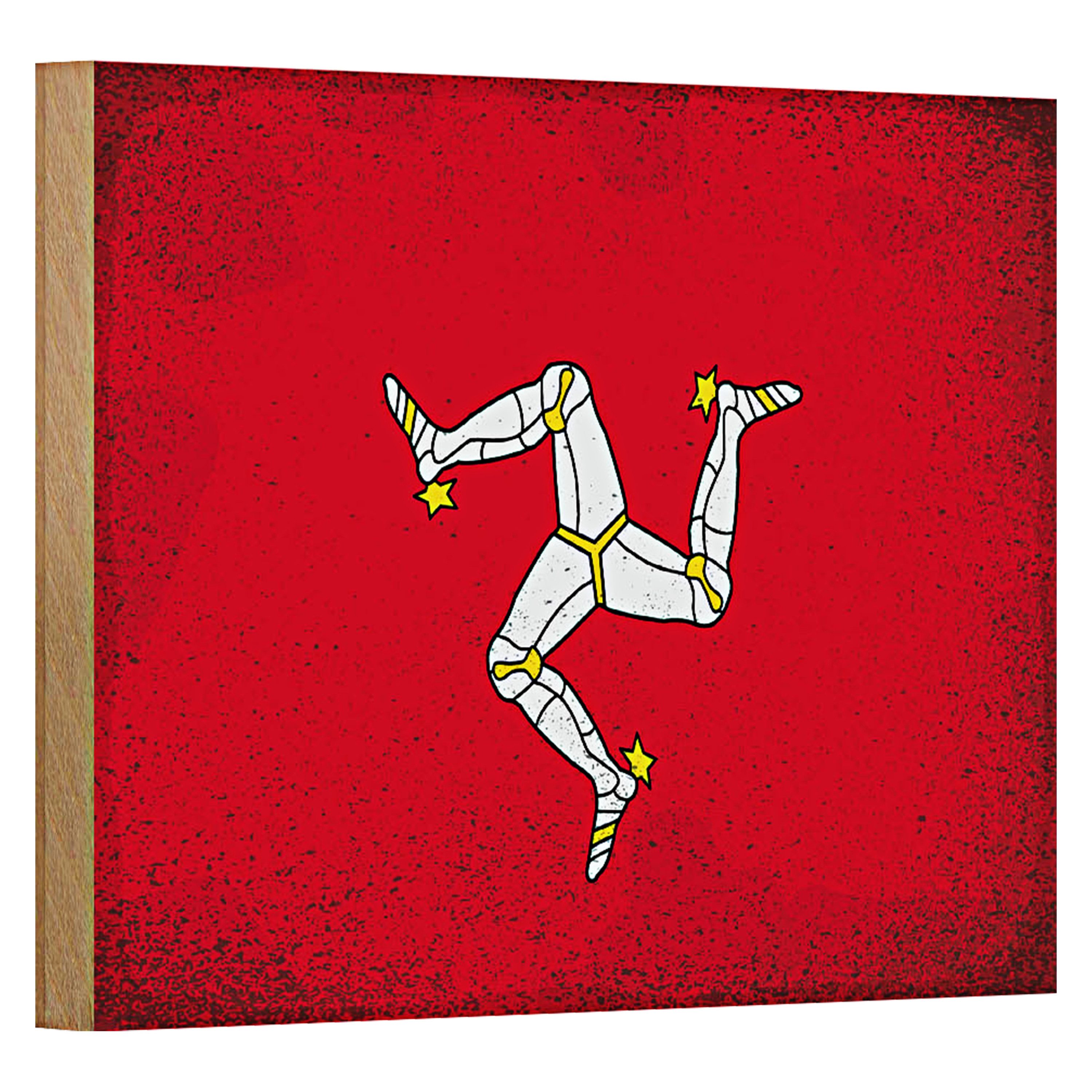 Roomando Holzbild Flagge Isle of Man 18x12cm Isle of Man Vintage