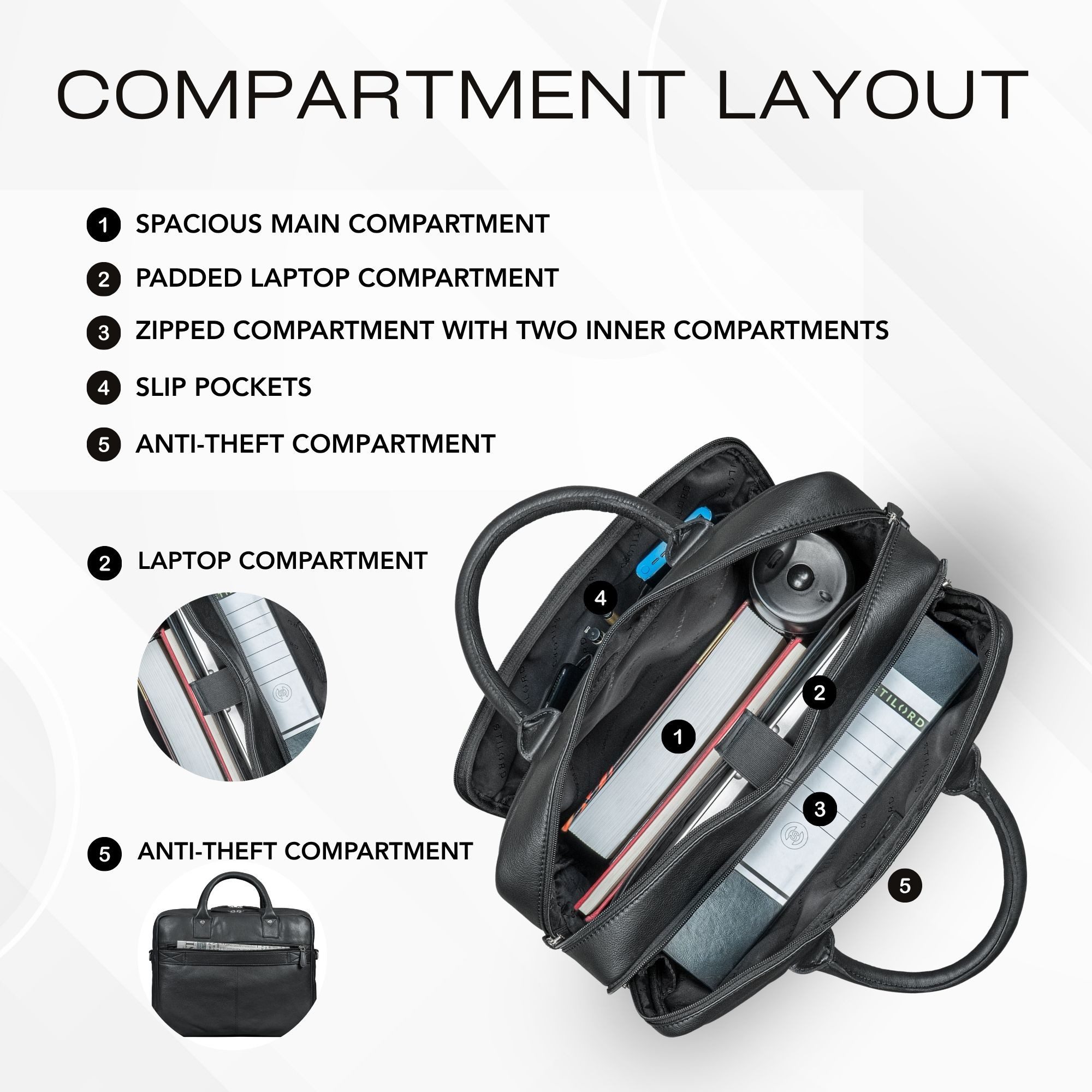 STILORD Aktentasche "Jerome" Echtleder Aktentasche Herren mit 16 Zoll Laptopfach, Laptoptasche Leder Arbeitstasche Männer Businesstasche Bürotasche