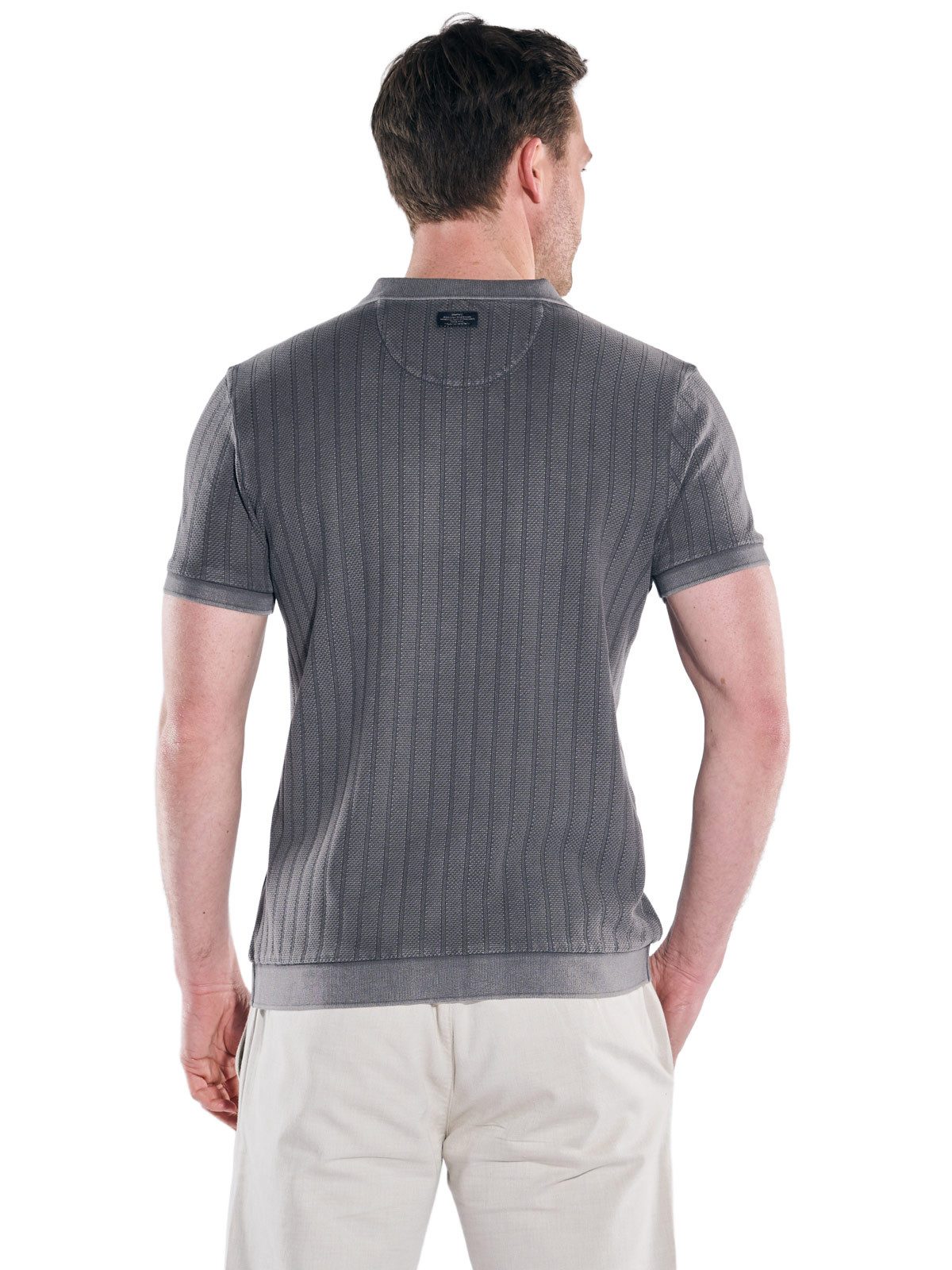 Engbers Poloshirt Herren Poloshirt mit eingewebten Streifen, Dunkelgrau günstig online kaufen