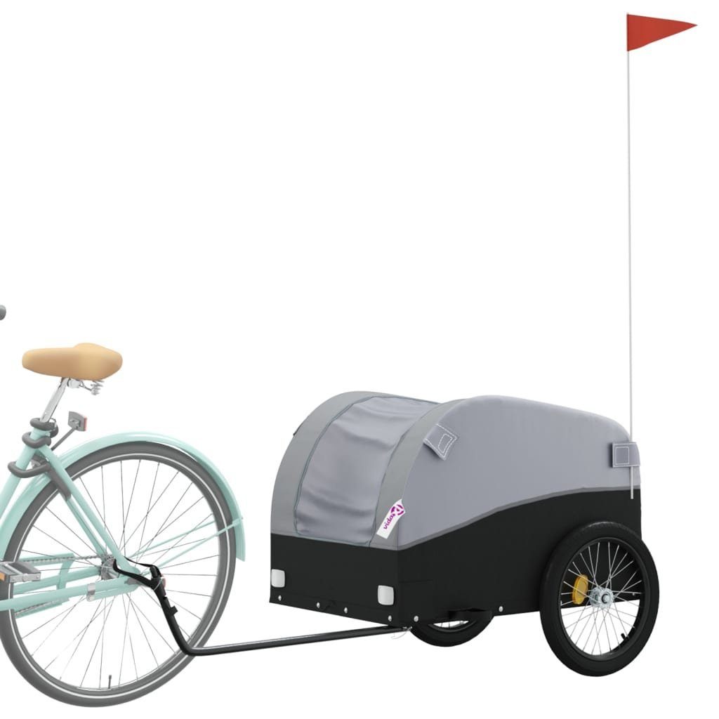 vidaXL Fahrradlastenanhänger Fahrradanhänger Schwarz und Grau 45 kg Eisen