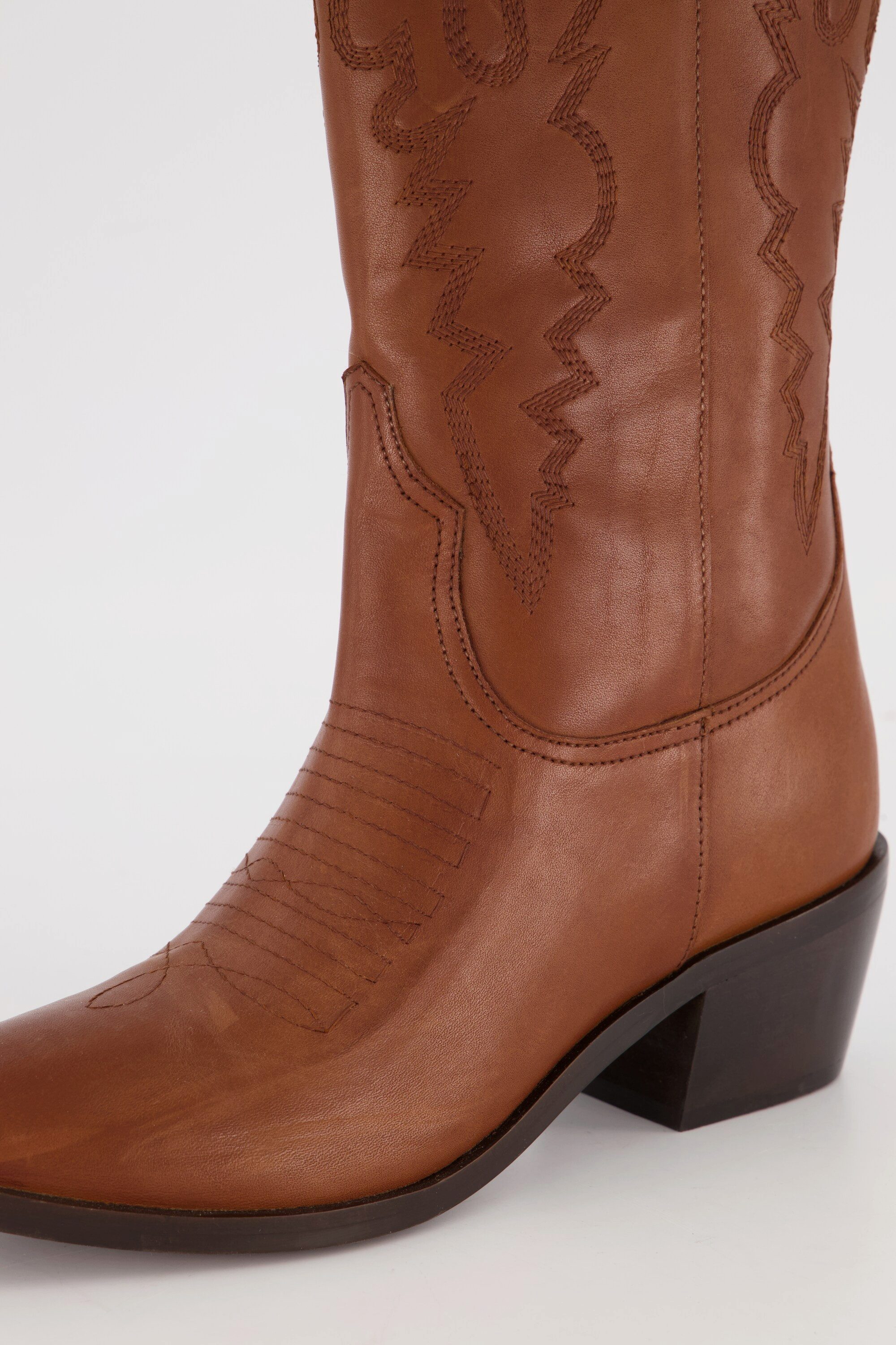 Ulla Popken Leder-Cowboystiefel 3 XL-Schaft Stickerei Weite H Stiefel günstig online kaufen