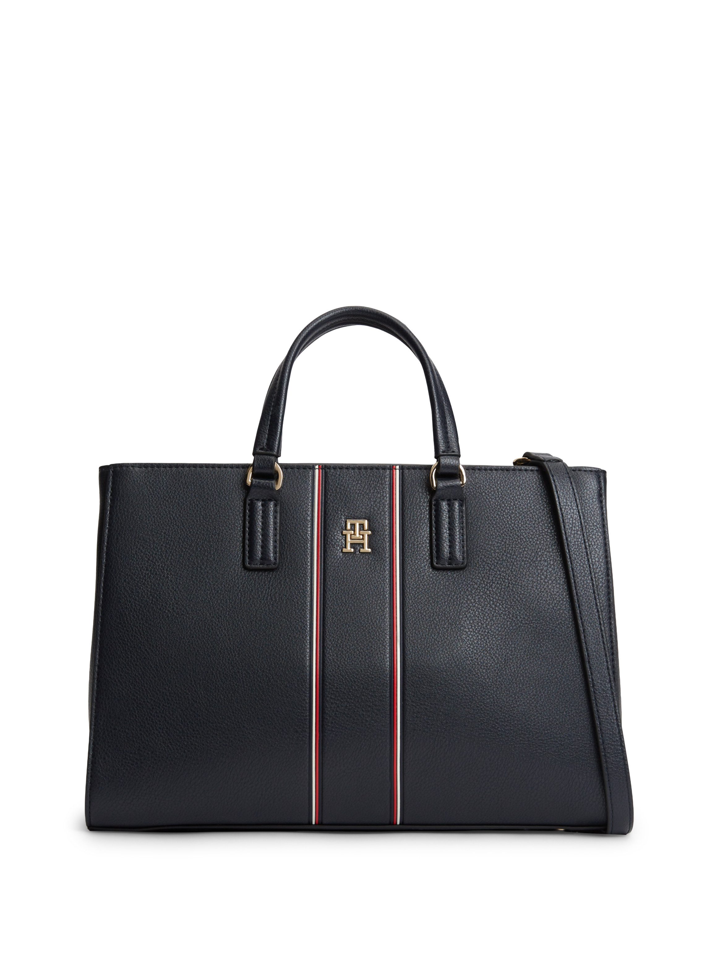 Tommy Hilfiger Henkeltasche TH DAILY SATCHEL CORP, Damen Handtasche, Tragetasche, Umhängetasche, Streifen in Tommy Farben