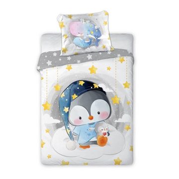 Babybettwäsche Baby Bettwäsche "Pinguin mit Schlafmütze" 100x135cm, 100% Baumwolle, FARO pln