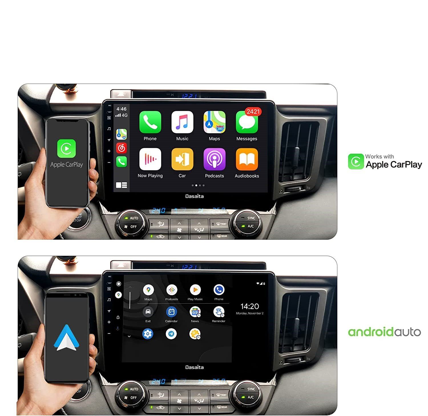 BT RAV4 11 Toyota 10 Zoll DSP Navi GABITECH Carplay Autoradio RDS Autoradio GPS Android