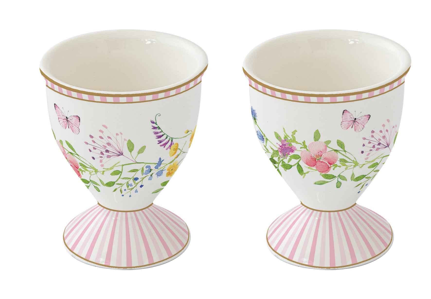 EasyLife Eierbecher Happy Easter, Spülmaschinengeeignet, Mehrfarbig, Motiv: Blumen, Höhe: 6.5cm