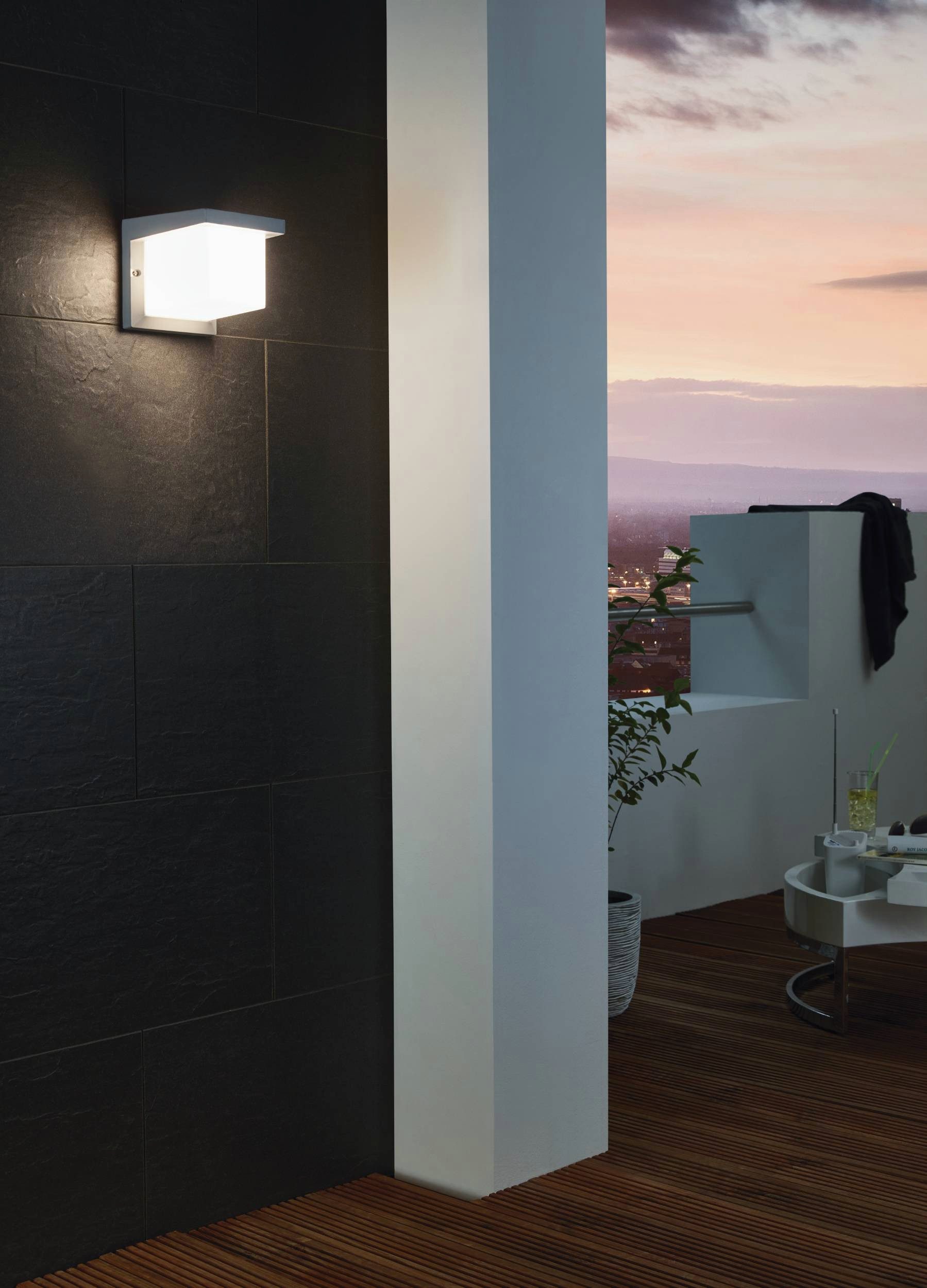 EGLO Wandleuchte Desella 1 Außen-Wandlampe, Wandleuchte, Aluguss und Kunststoff, IP54, LED fest integriert, Warmweiß, Wand-/Deckenleuchte - L16 x H16 x AL19 cm - anthrazit - 10W inkl.