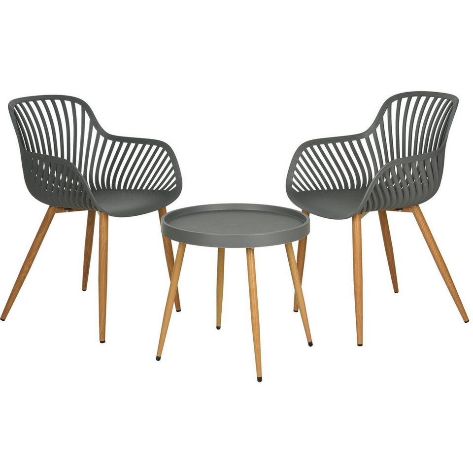 Gartenstuhl Gartenmöbel-Set aus Kunststoff, Tisch und 2 Sessel