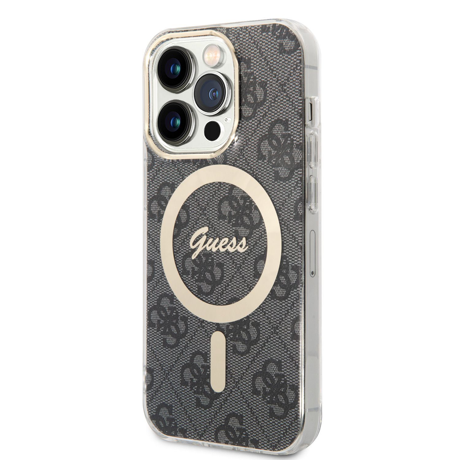 Guess Handyhülle Guess 4G IML MagSafe Case für iPhone 14 Pro schwarz Schutzhülle