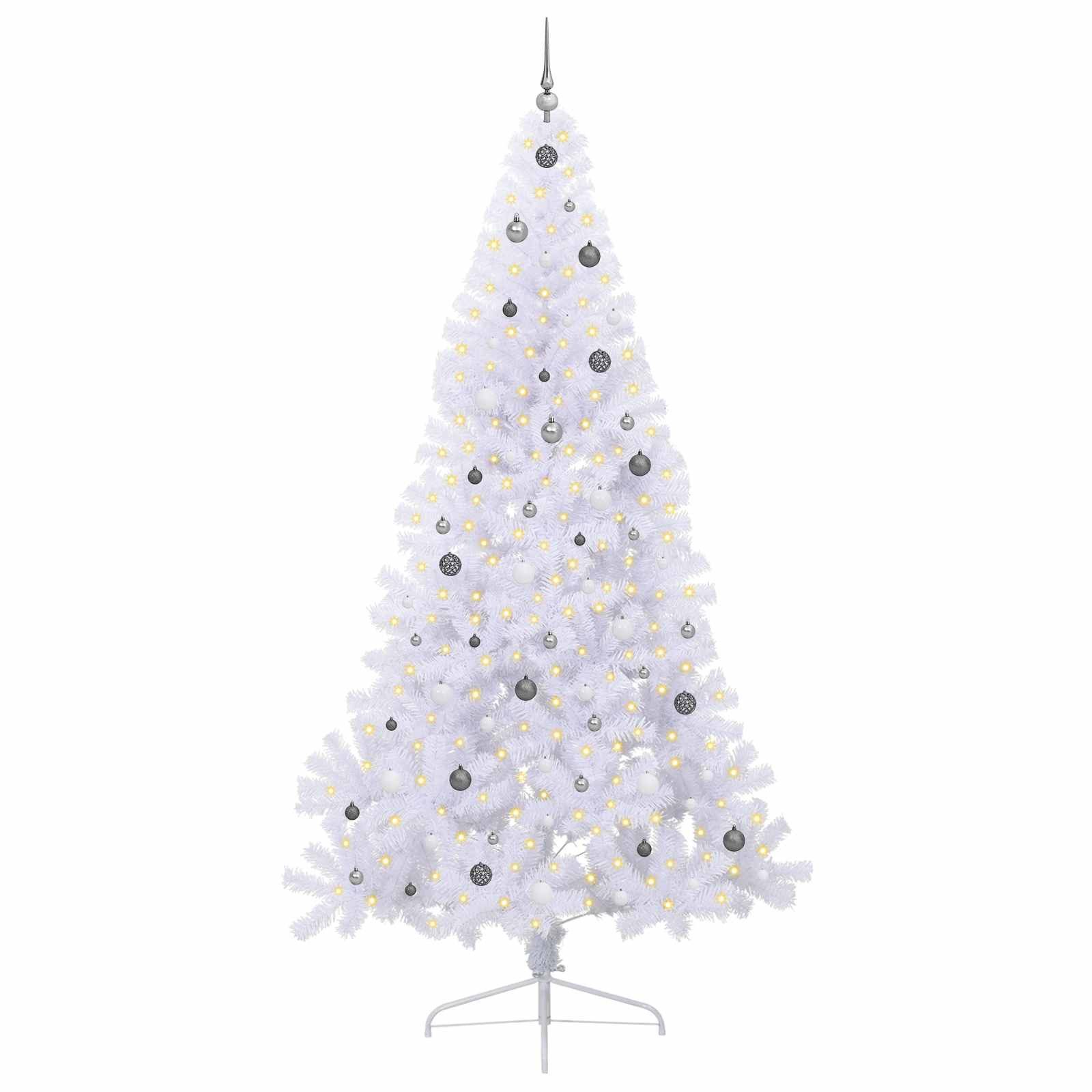 vidaXL Künstlicher Weihnachtsbaum Künstlicher Weihnachtsbaum Weiß 240 cm PVC und Stahl