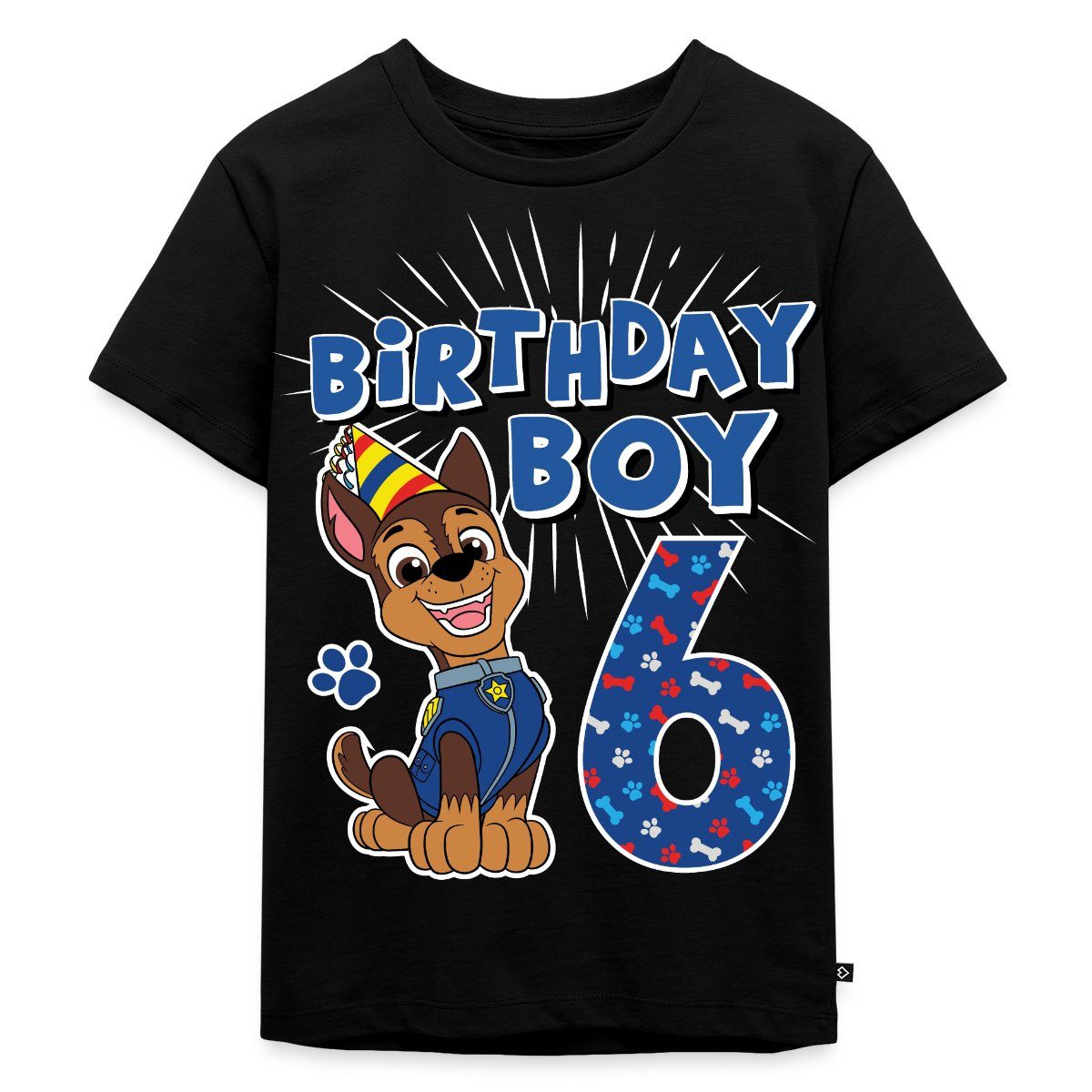 Spreadshirt T-Shirt Paw Patrol Geschenk 6 Jahre Alt 6. Geburtstag Chase Kinder Premium T-S (1-tlg)