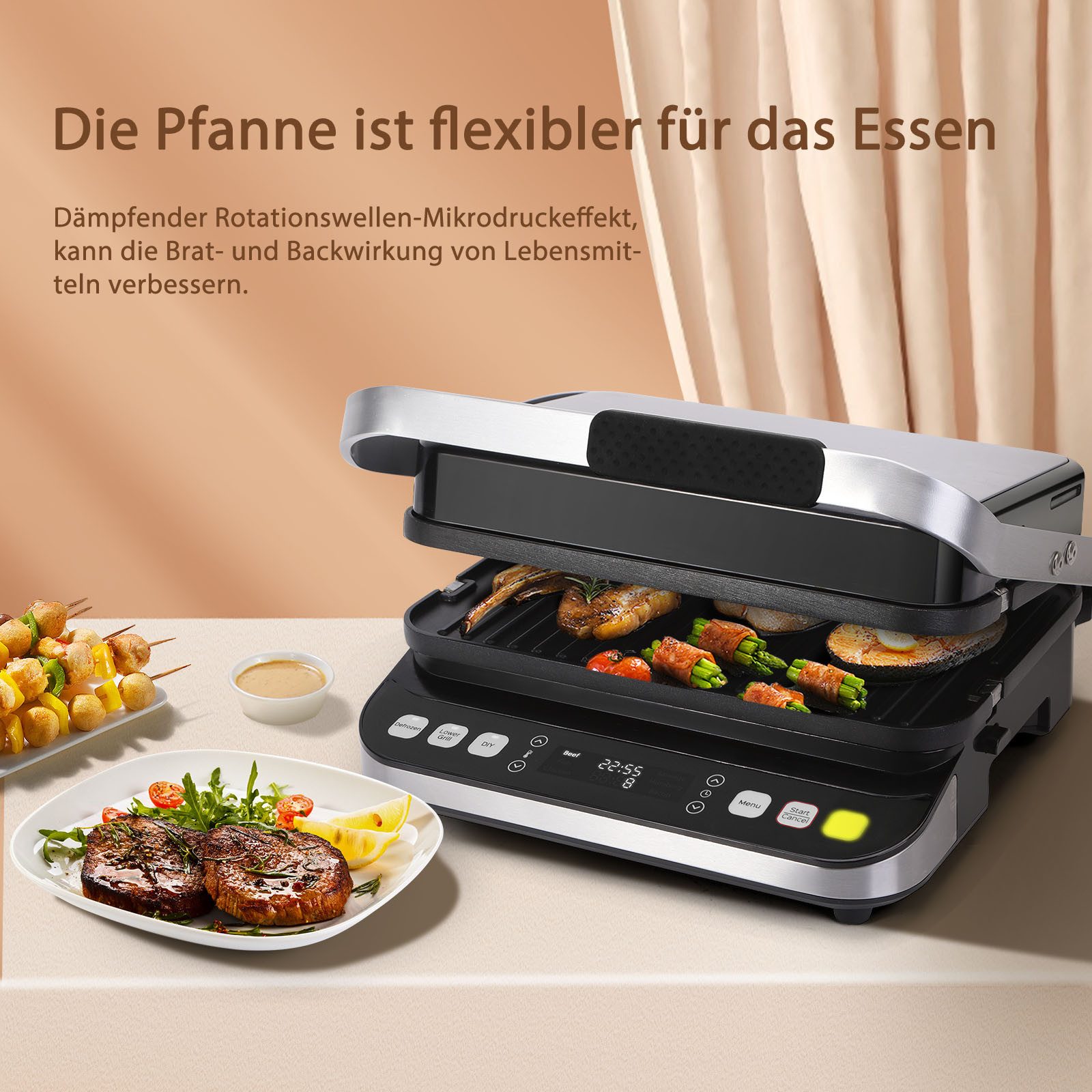 Taylor Swoden Paninigrill Sandwichmaker und Panini-Maker, abnehmbare doppelseitige Grillplatten, 2000,00 W, antihaftbeschichtet