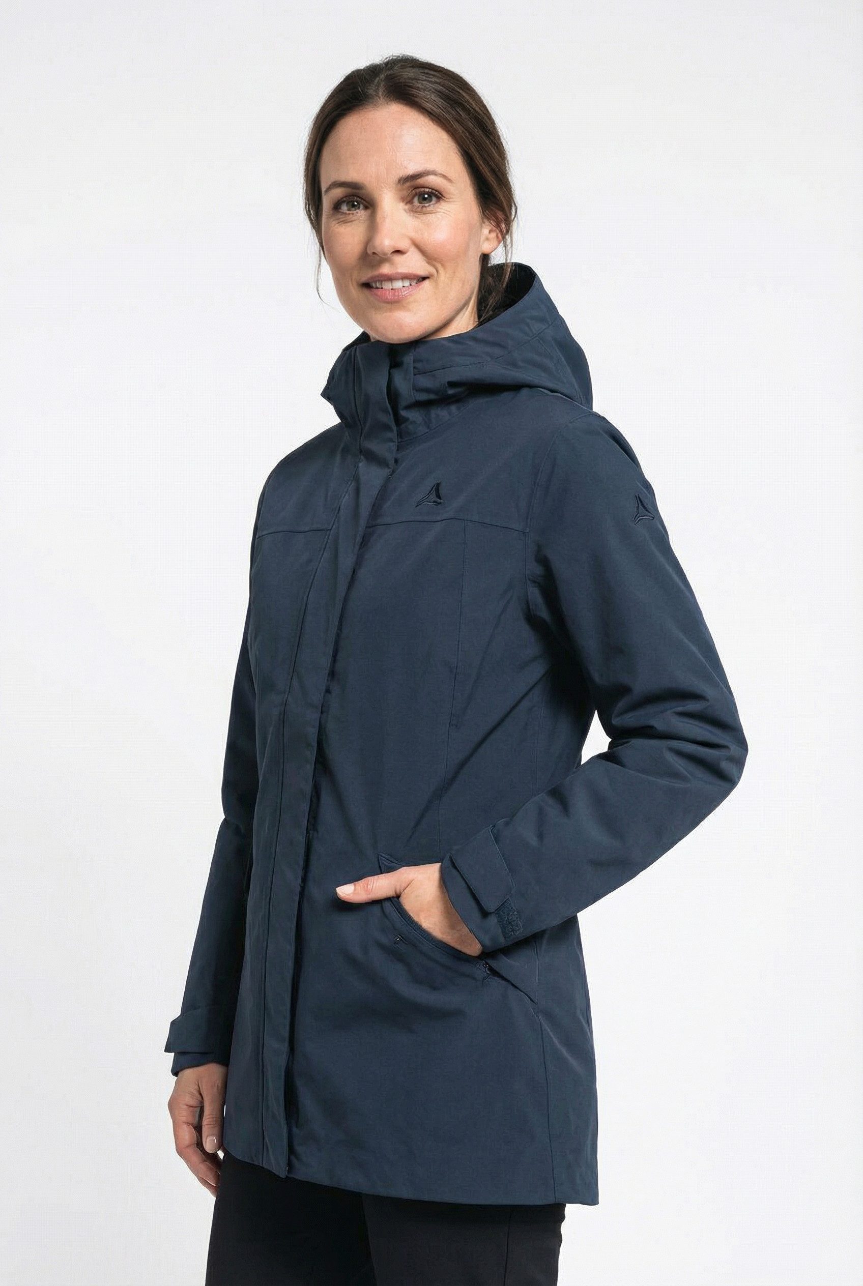 Schöffel Regenjacke CIRC Jacket Style Smue WMN wasserdicht, winddicht, atmungsaktiv, mit Kapuze mit Kordelzug