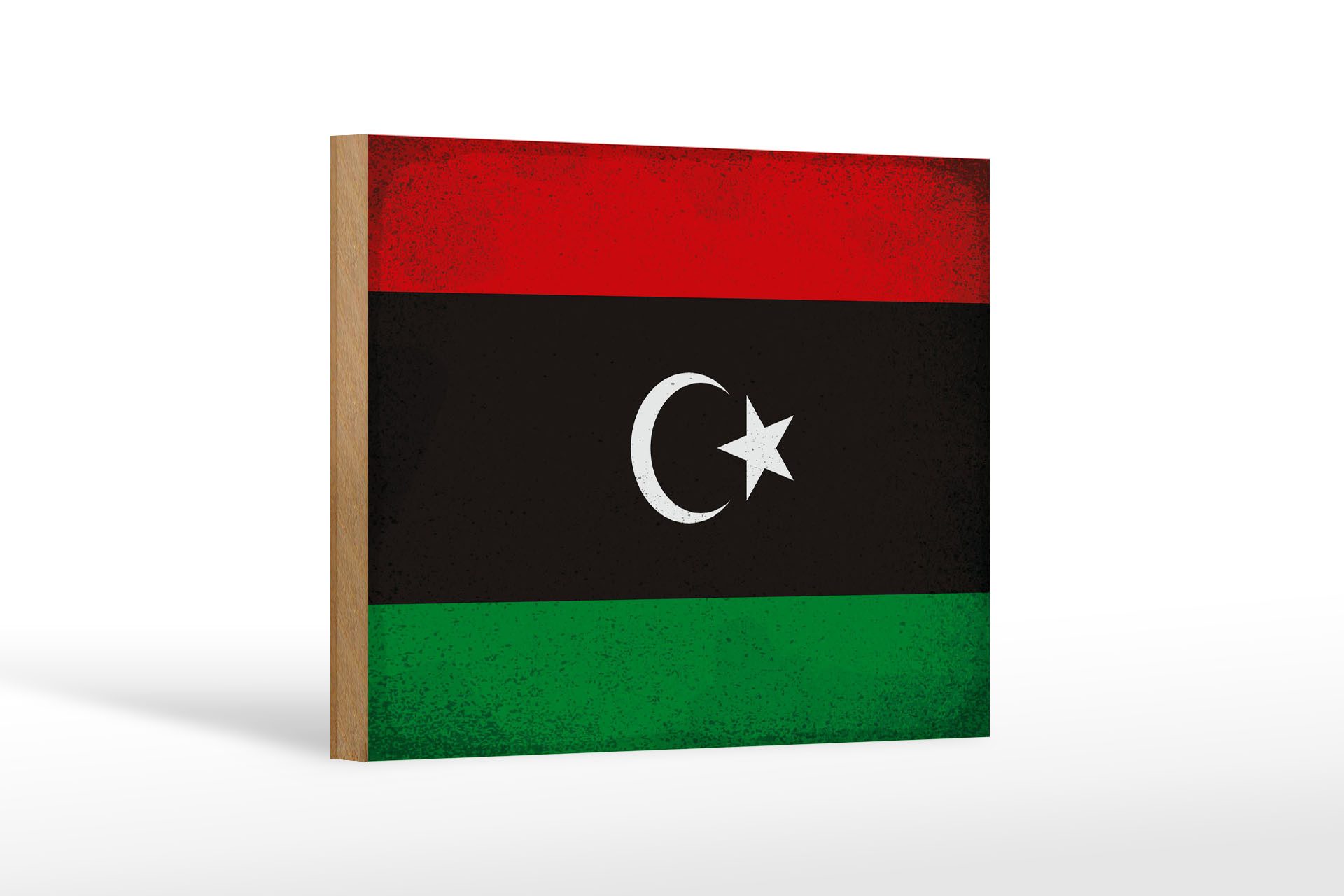 Femer GmbH Holzbild Flagge Libyen 18x12 cm Flag of Libya Vintage, Flaggen (1 St), Glatte Holzfaserplatte (MDF), vorn beschichtet