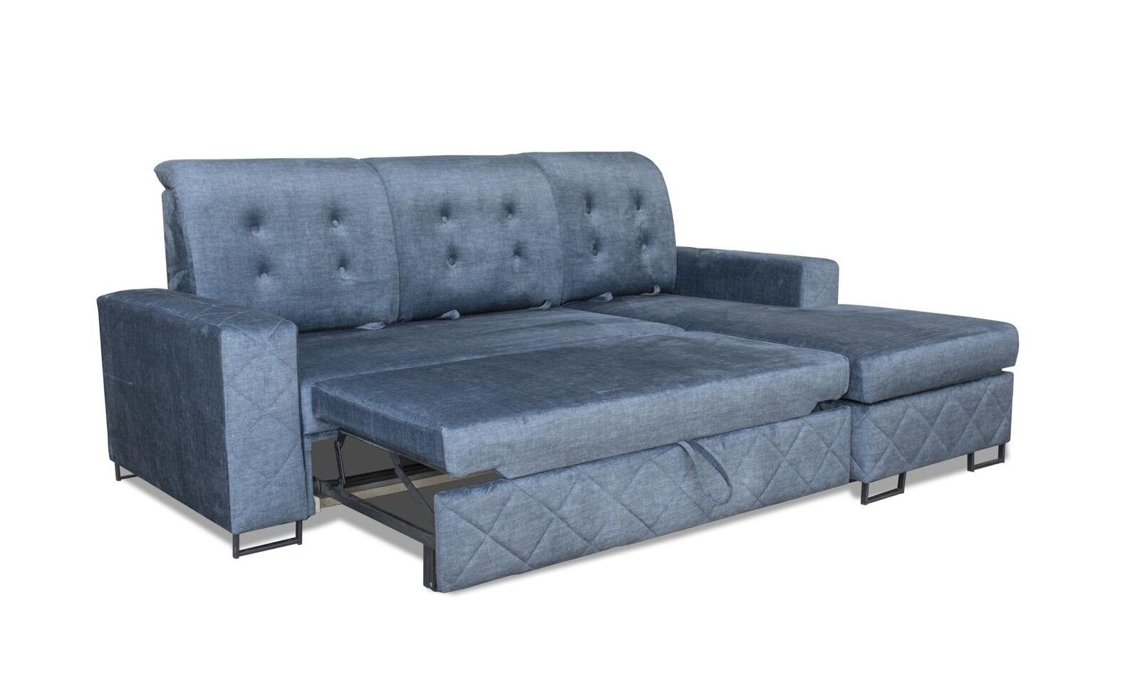 L-Form Ecksofa, Ecke Wohnraum Couch Designer JVmoebel Hocker Blau gepolstert Sofa