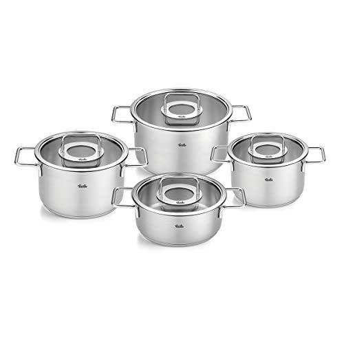 Fissler Topf-Set Fissler Pure Collection, Edelstahl 18/10 (Set, 4-tlg., Kochtopf 16/20/24 + Bratentopf 20cm), Made in Germany