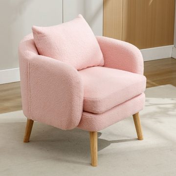Odikalo Polsterstuhl Sofa-Sessel Einzelsofa Teddy-Samt mit Kissen Freizeitstuhl mehrfarbig