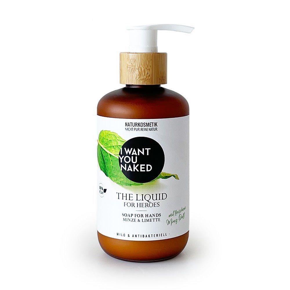 I WANT YOU NAKED Flüssigseife IWYN For Heroes, 1-tlg., pflegende Handseife mit erfrischendem Minz-Duft 250ml handmade vegan
