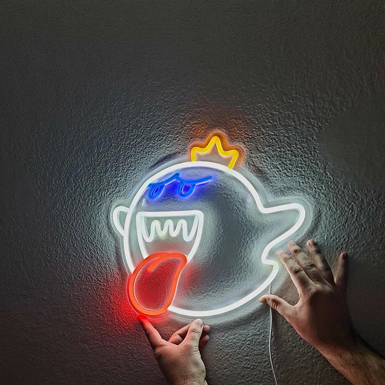 MUPOO LED Dekoobjekt Halloween Deko, King Boo Neon Sign, Gaming Neon Schild, für Gaming Zone Man Cave Geburtstagsfeier Weihnachtsgeschenk