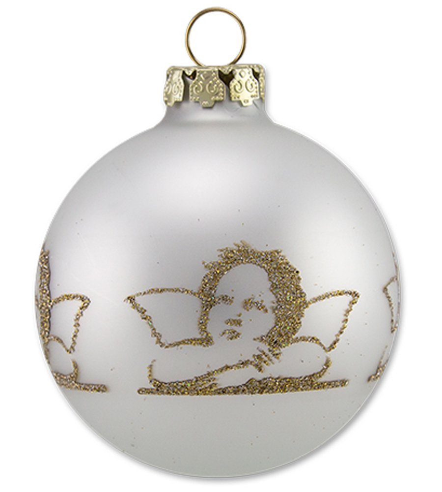aus Glas St), Glitzer Gold Thüringer Glas (16 Glasdesign aus Dekor Christbaumkugeln - mit Diamonds Weihnachtsbaumkugel Engel Weiß Raphael