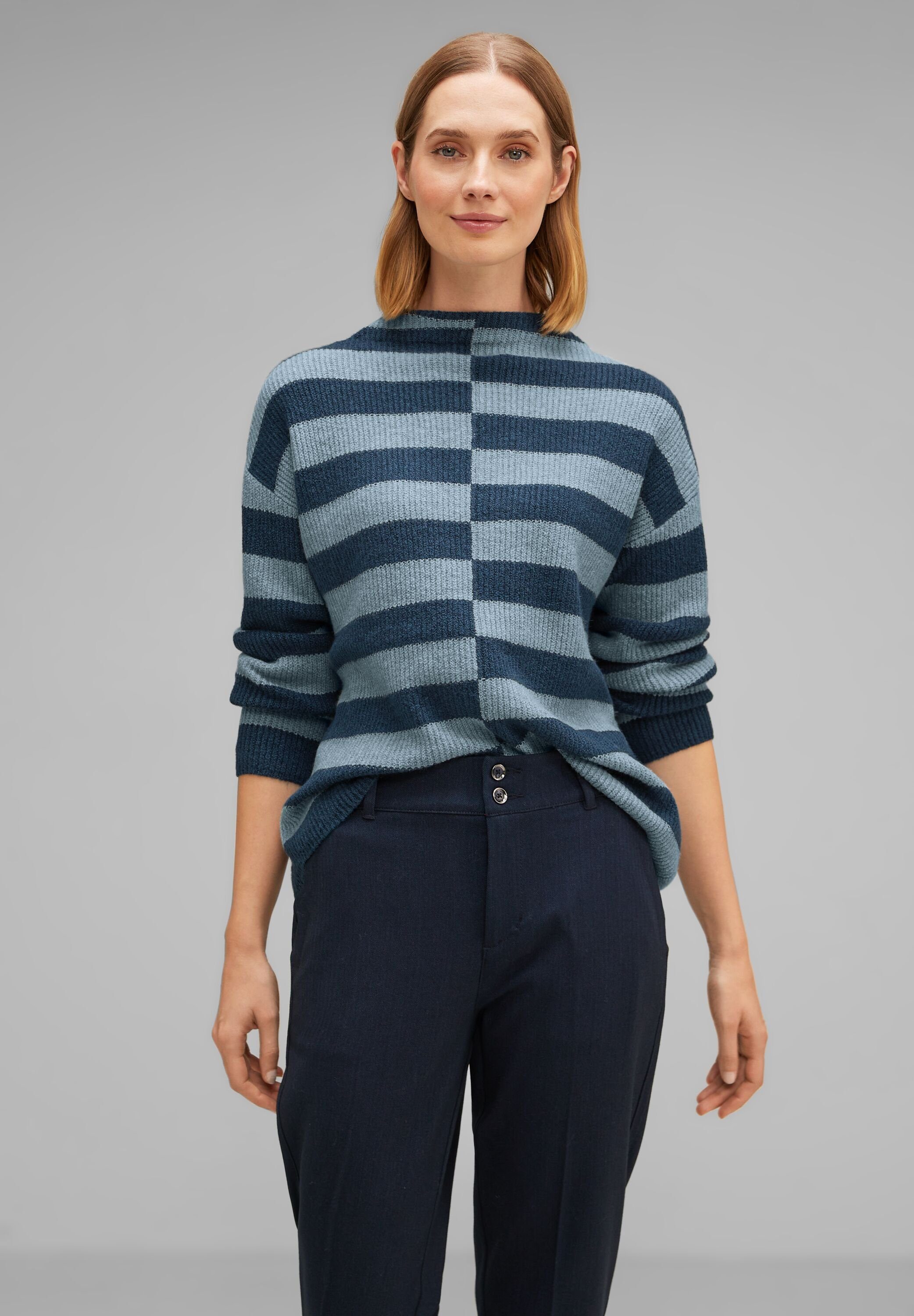 jade Stehkragen melange STREET ONE milky Stehkragenpullover mit