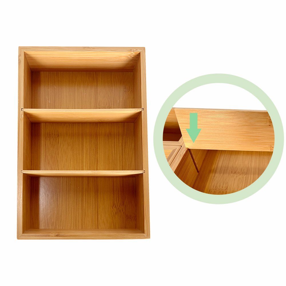 WAOHO Schubladeneinsatz Schubladen Organizer aus Bambus, 5-teiliger aufbewahrungsbox,sortierbox – Bild 4 von 5