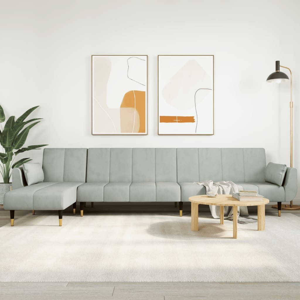 vidaXL Sofa Schlafcouch Schlafsofa in L-Form Hellgrau 275x140x70 cm Samt Ch günstig online kaufen