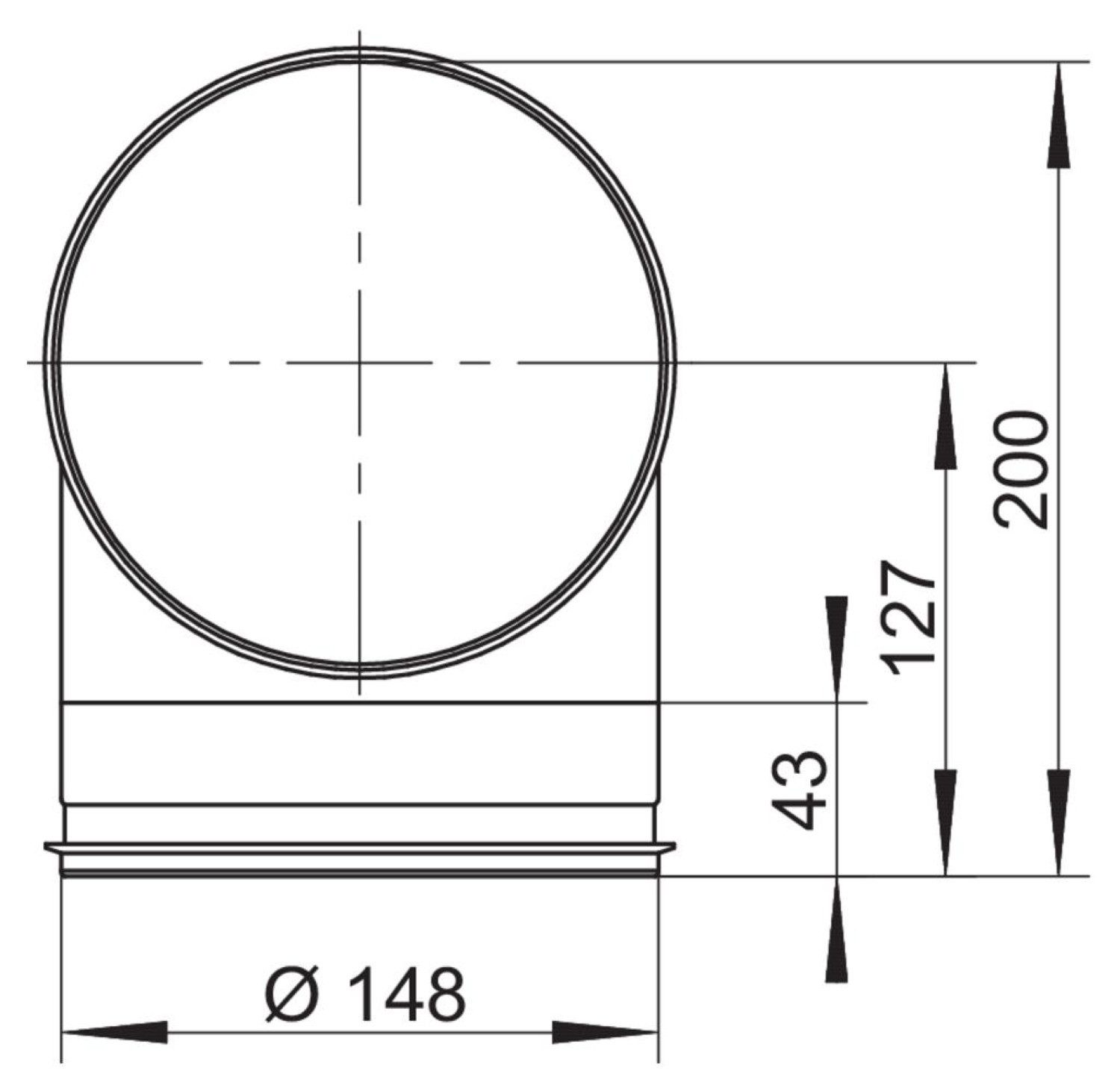 Naber Montagezubehör Dunstabzugshaube COMPAIR STEEL flow® 150 Rohrbogen 90° verzinkter Stahl 4061018