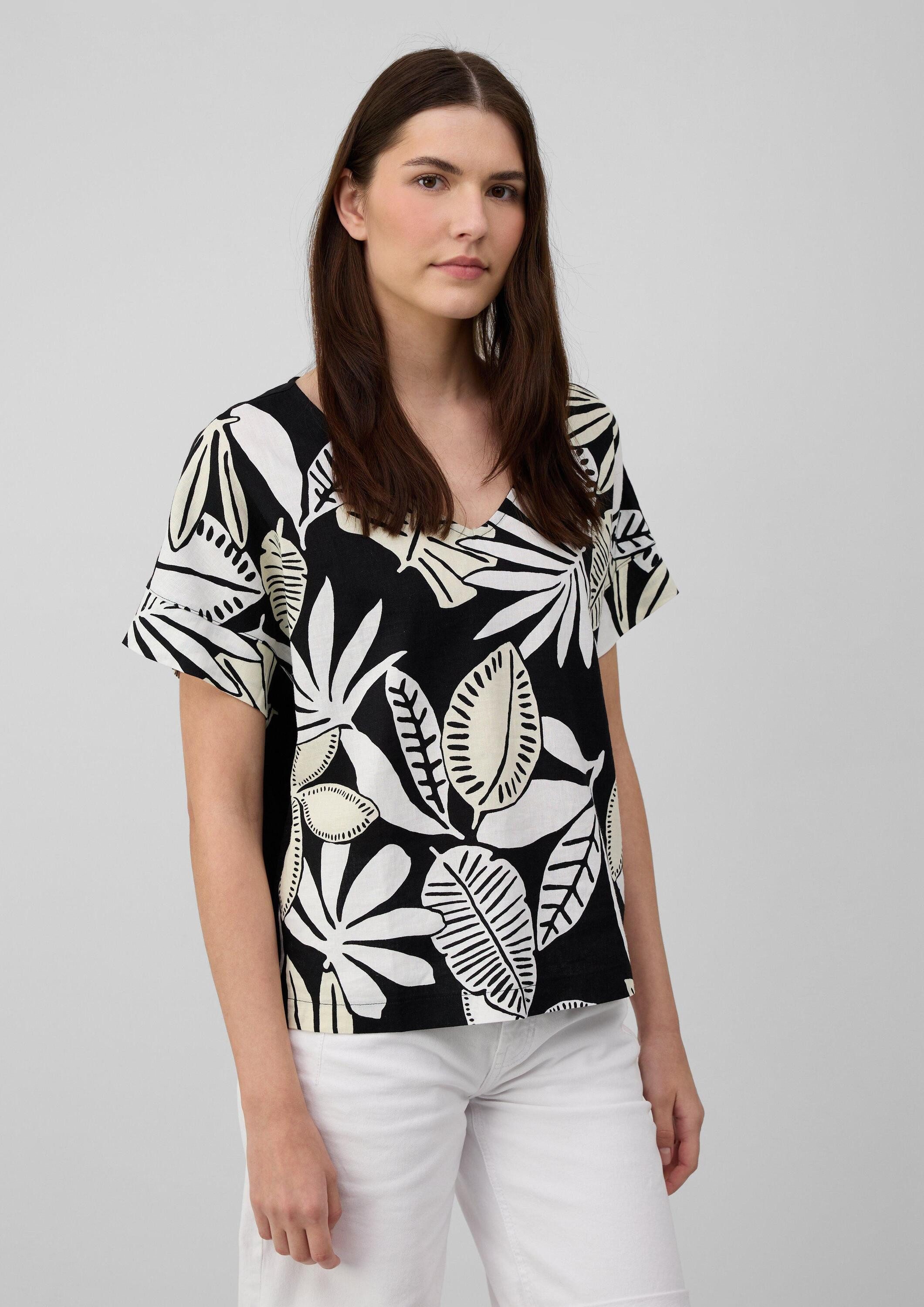 s.Oliver Kurzarmshirt T-Shirt T-Shirt im Fabricmix mit Leinenanteil