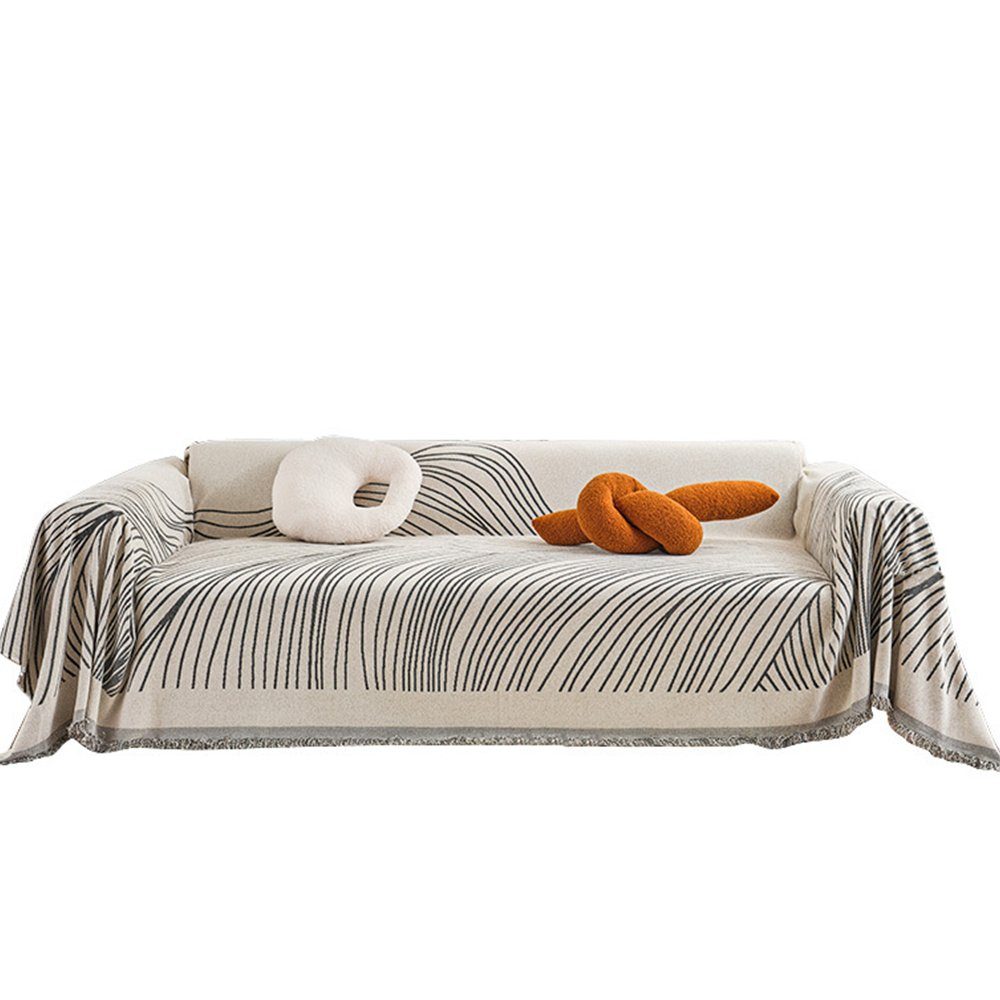 Flohmärkte Sofahusse Sofaüberwurf mit waschbaren Kissen, Grau, FELIXLEO