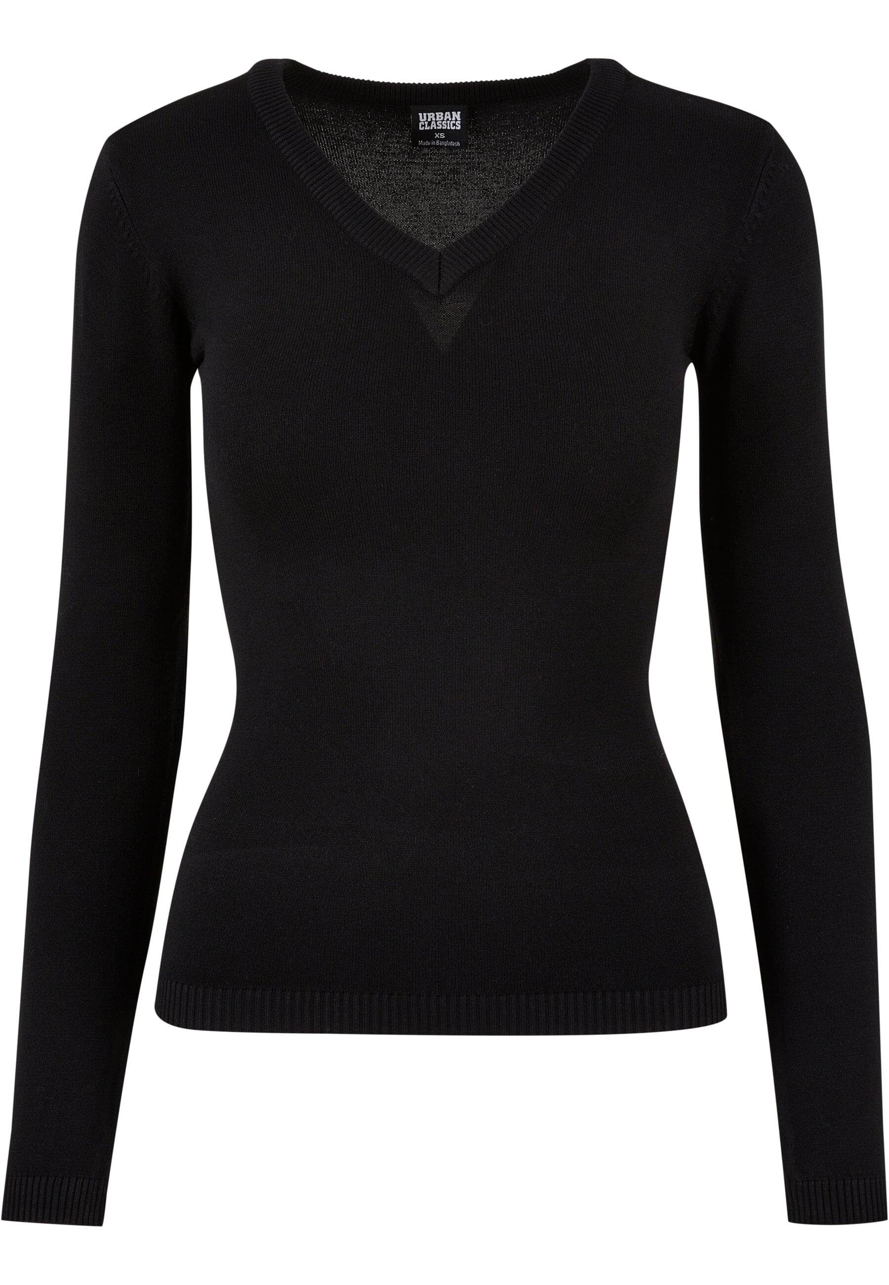 URBAN CLASSICS Rundhalspullover Urban Classics Damen Ladies Knitted V-Neck Sweater (1-tlg)