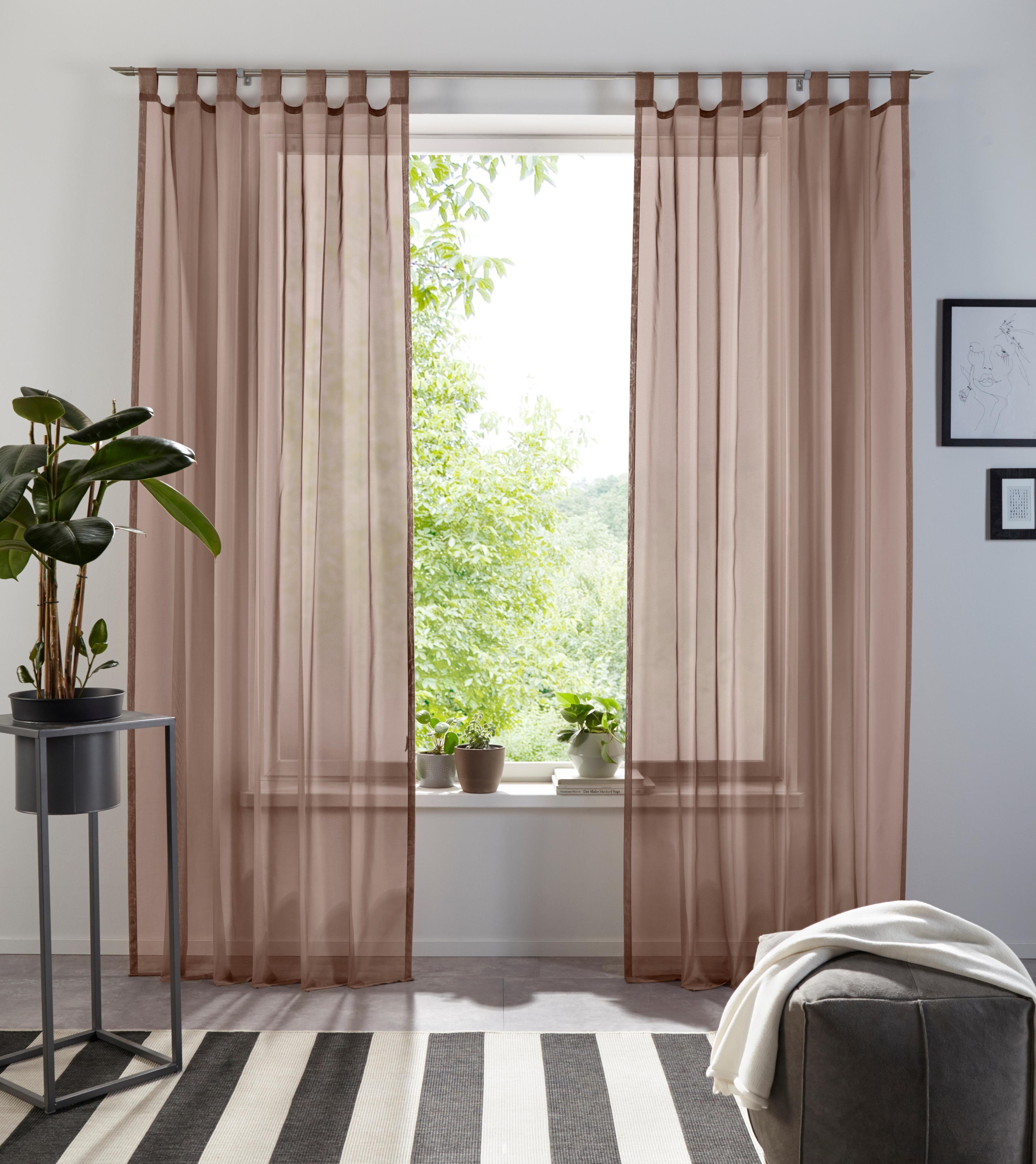 St), transparent, (1 pflegeleicht Schlaufen taupe Polyester, Schal, home, my Gardine 1 XANA, transparent, einfarbig, Voile,