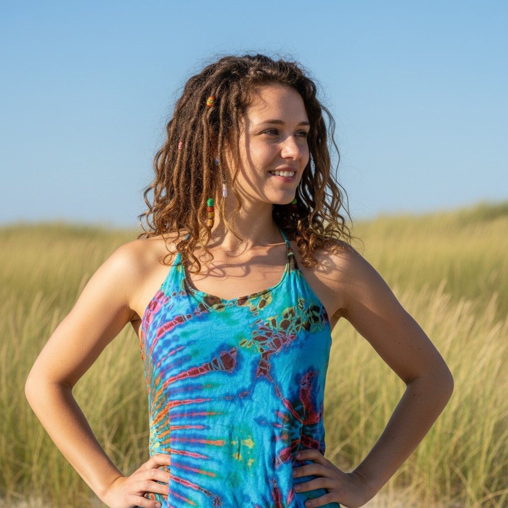 Guru-Shop T-Shirt Batik Hippie Top - türkis Festival, Ethno Style, Hippie, günstig online kaufen