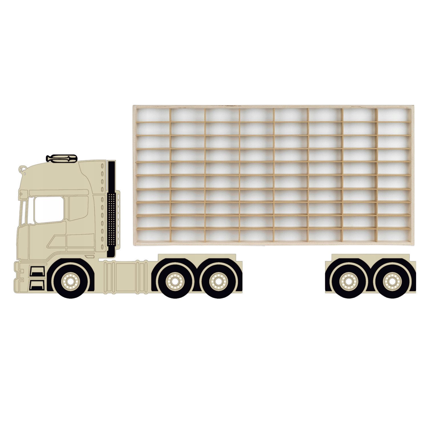 ART TWIST HOME Wandregal Modellauto Display-Regal 80 Fächer 1:64 Autos Holz 78x40cm Wand, Sammelvitrine TIR Kaschmir Setzkasten Aufbewahrung Kinderzimmer