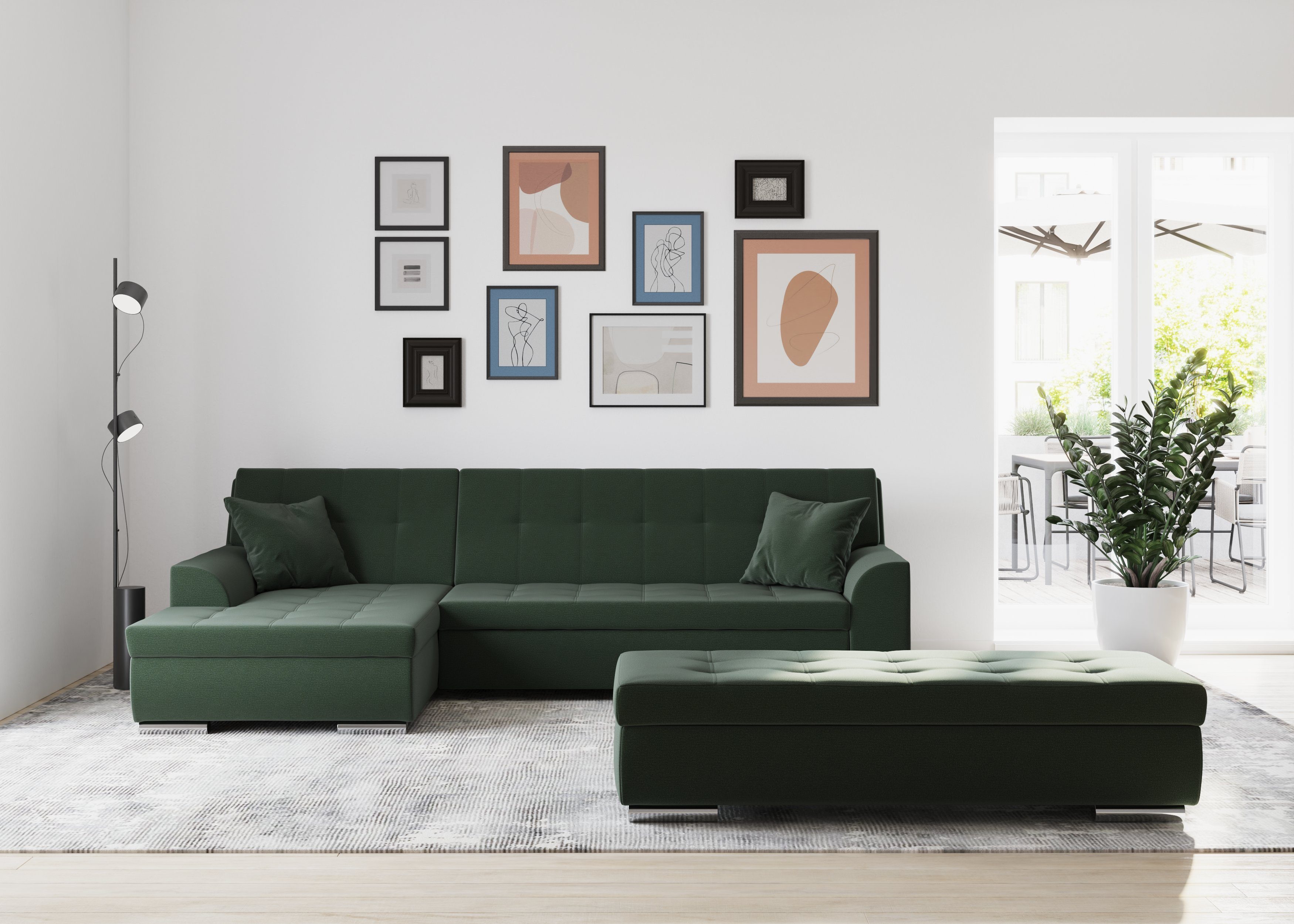 DOMO collection Ecksofa Treviso, wahlweise Bettfunktion, Cord in auch mit
