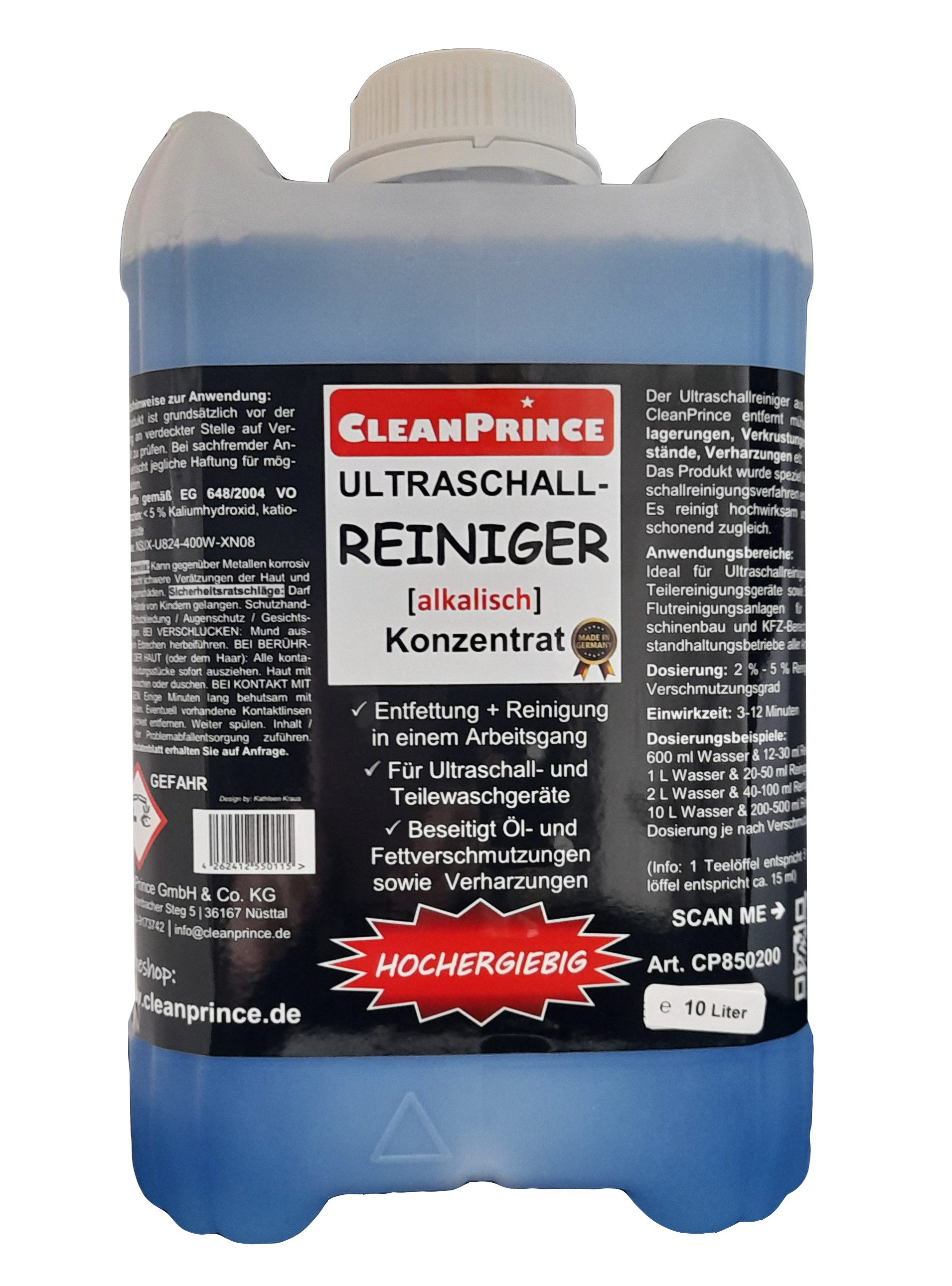 CleanPrince Ultraschallreiniger Ultraschallreiniger alkalisch Konzentrat CP850200