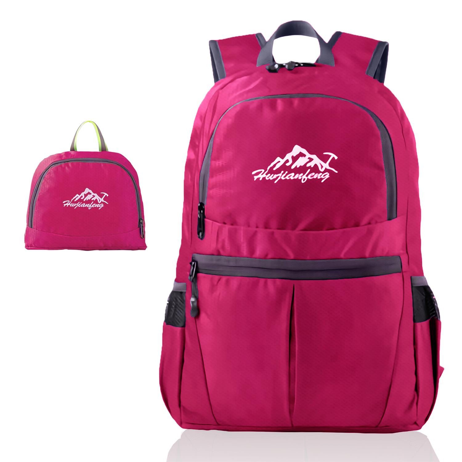 Intirilife Tagesrucksack (Faltbarer Rucksack Ultraleicht in Pink), 36L Unisex Wanderrucksack Wasserdicht