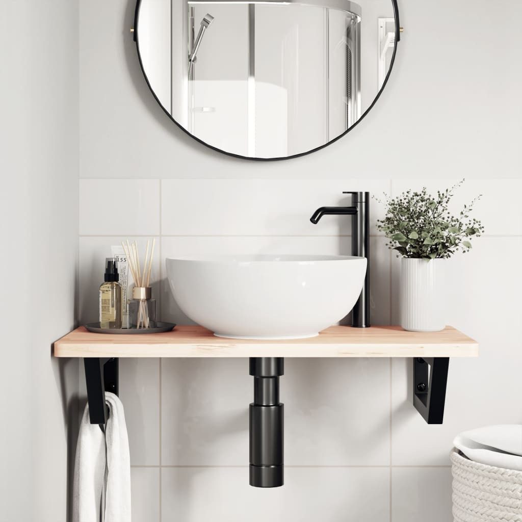vidaXL Halterung Waschtisch-Halterungen 2 Stk. Schwarz Trapezförmig Stahl, (1-tlg) – Bild 3 von 5