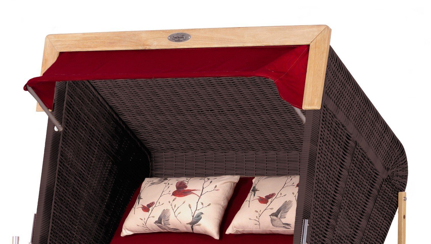 deVries PURE® Strandkorb Friesland Sylt XL - PE stone grey - Dessin 107, BxTxH: 135x90x165 cm, Volllieger, Nordsee-Strandkorb, Teakholz - PE-Markengeflecht - bequeme Polster - Schutzhülle