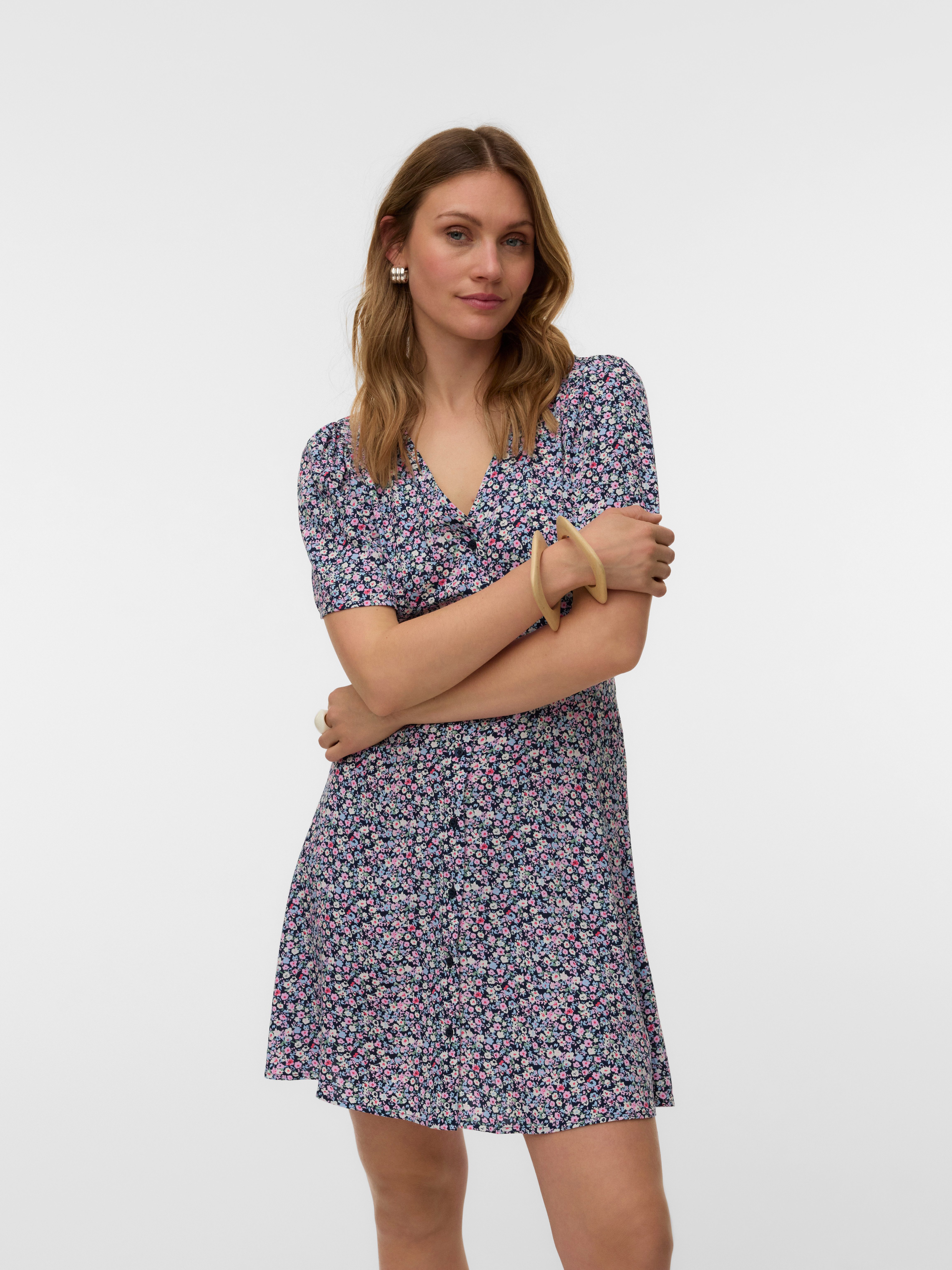 Vero Moda Minikleid VMALBA SS SHORT DRESS WVN NOOS Viskose, slim fit