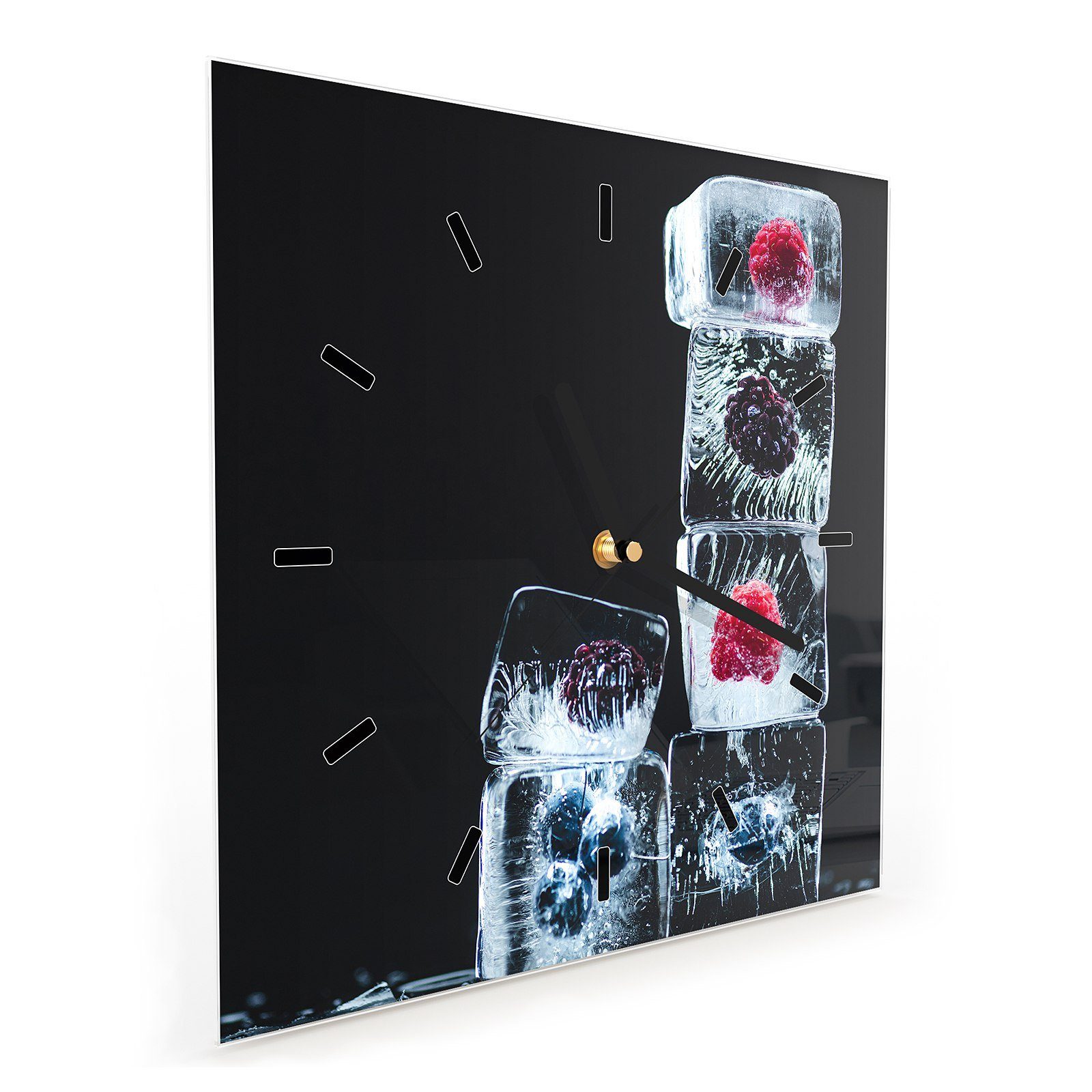 Eiswürfelstapel Wanduhr Beeren 30 30 Größe cm Motiv mit Primedeco Wanduhr x Wandkunst mit Glasuhr
