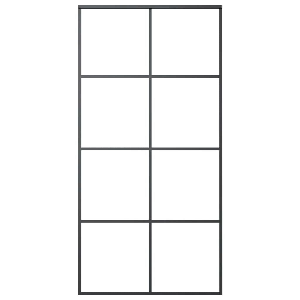 vidaXL Zimmertür Schiebetür Schwarz 102,5x205 cm ESG Glas und Aluminium Zimmertür