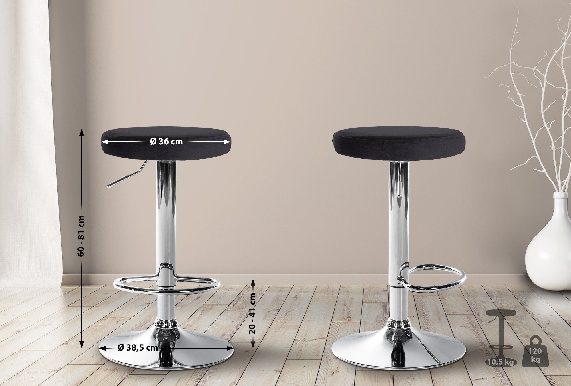 CLP Barhocker Ponte Samt-Bezug, drehbar und günstig online kaufen