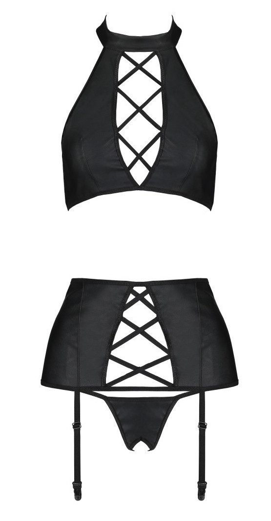 Passion Set: Bustier Dessous-Set: Top, Strapsgürtel & String