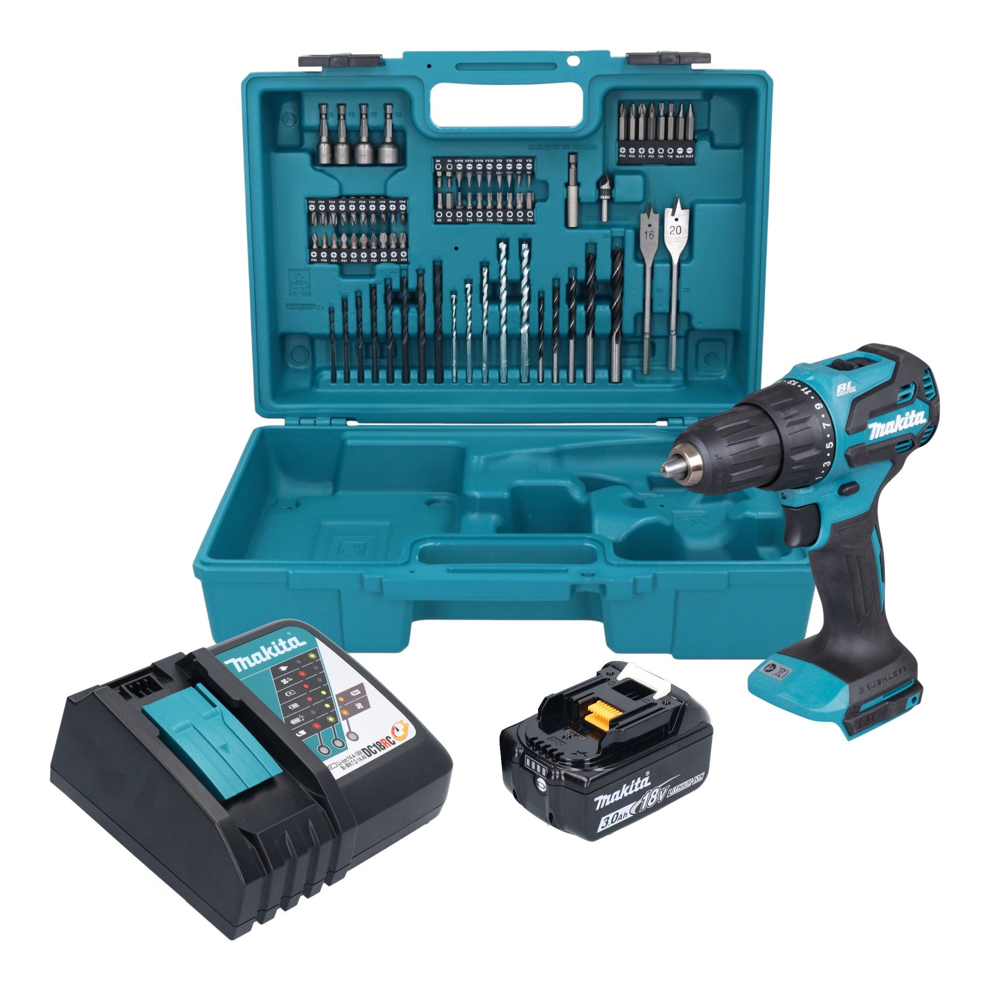 Makita Akku-Schlagbohrschrauber DHP 490 RF1X3 Akku Schlagbohrschrauber 18 V 65 Nm Brushless