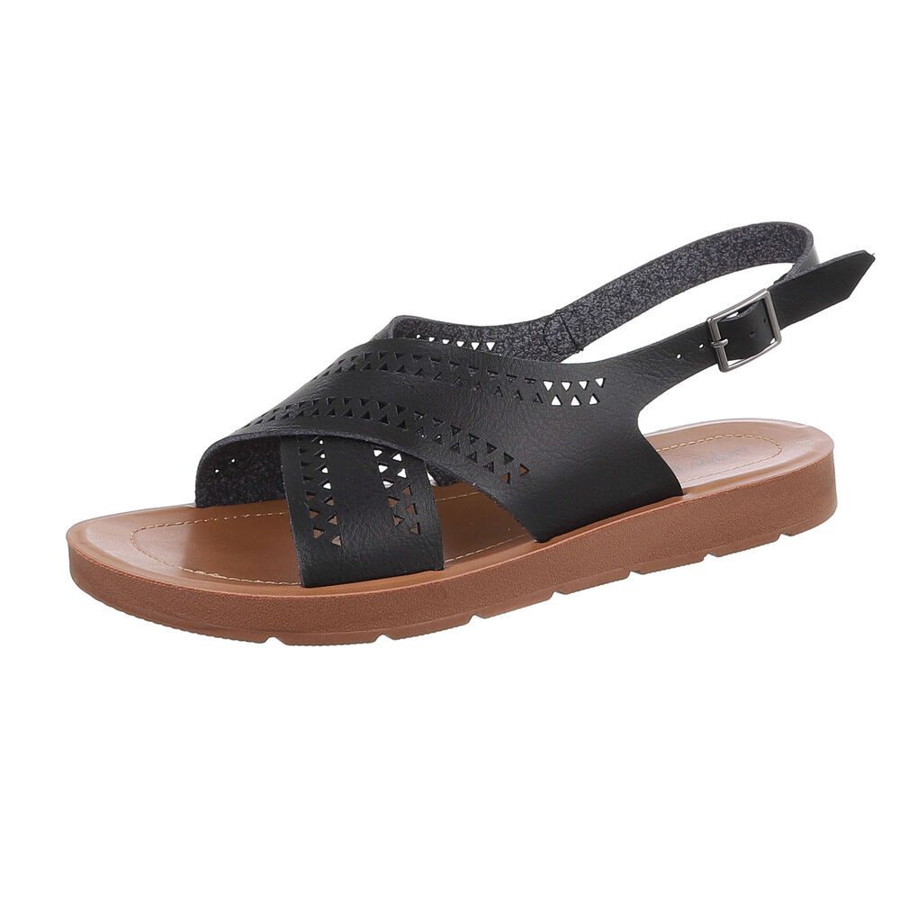 Ital-Design Damen Freizeit Riemchensandalette (86706887) Keilabsatz/Wedge Riemchensandalen in Schwarz
